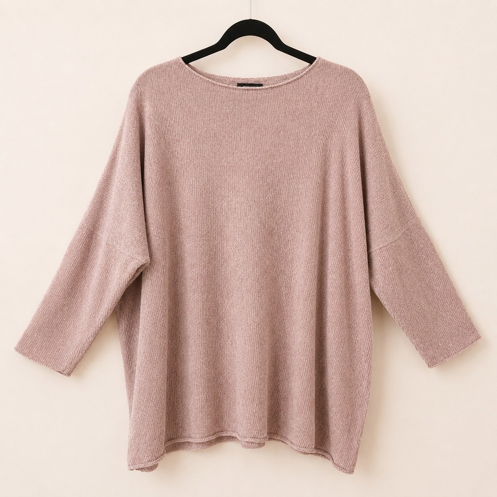 Eskandar Lagenlook Silk Chenille Sweater Women OS Pink Quiet Luxury Minimalist